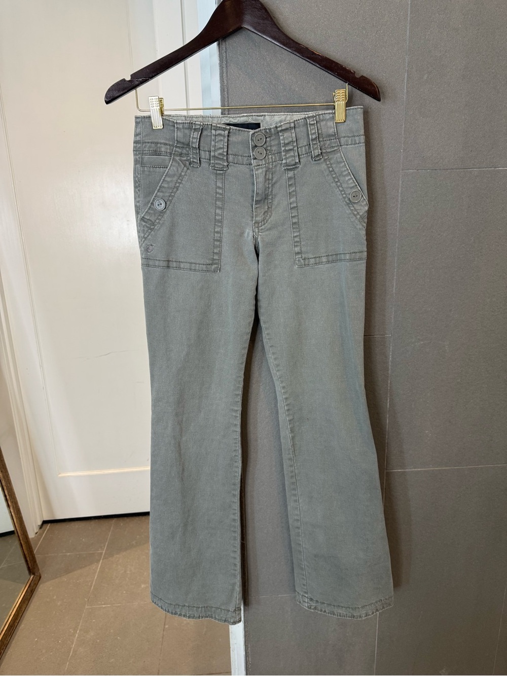 Sanctuary Women’s Peace Low Rise Sage Gray Utility Wide Leg Pants Size 27
